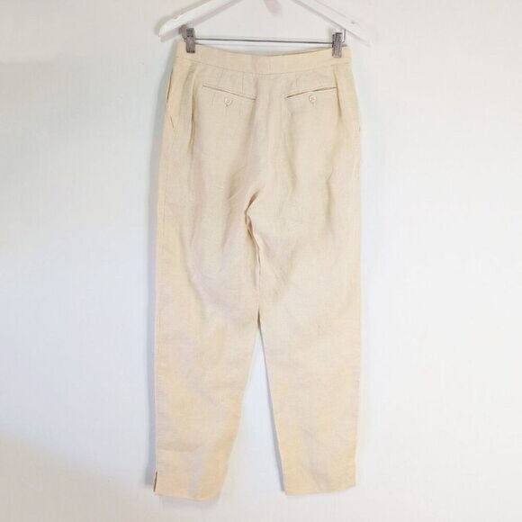 Max Mara Puro Lino Cream Straight Leg Linen Pants - Picture 7 of 8